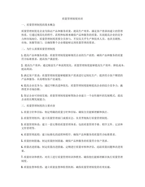 质量管理制度培训