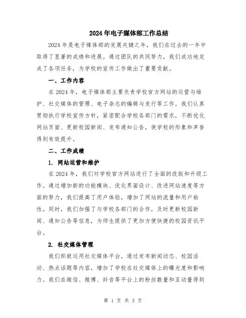2024年电子媒体部工作总结