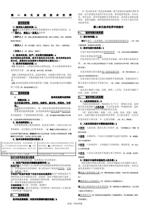 浙江省高中通用技术知识点汇总