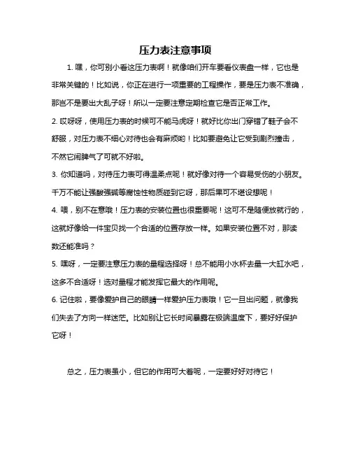 压力表注意事项