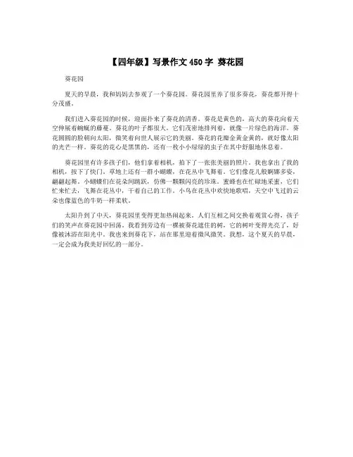 【四年级】写景作文450字 葵花园