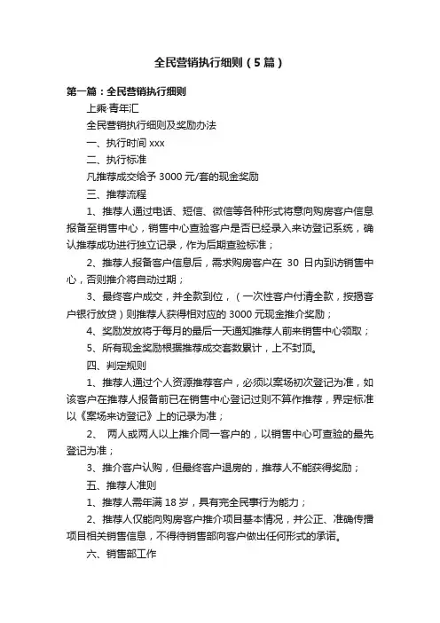 全民营销执行细则（5篇）