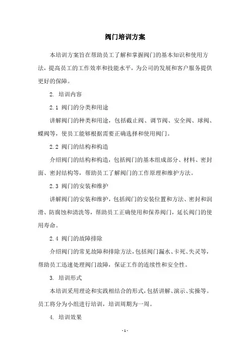 阀门培训方案