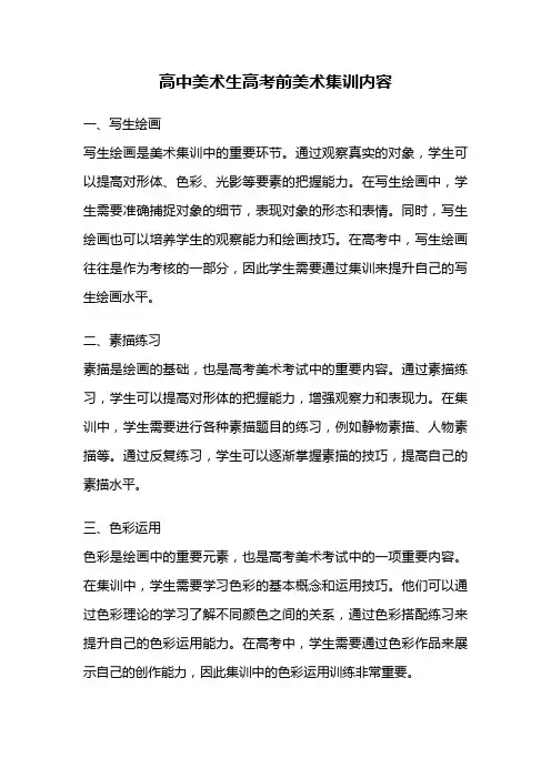 高中美术生高考前美术集训内容