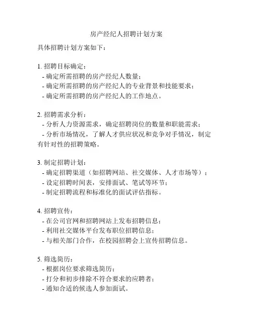 房产经纪人招聘计划方案