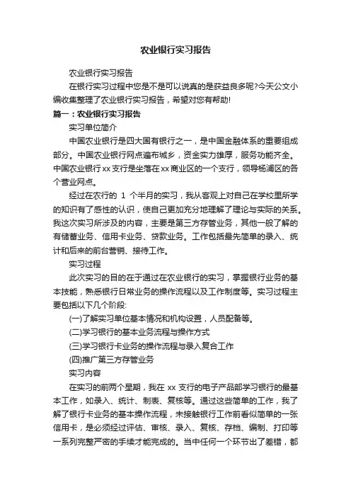 农业银行实习报告