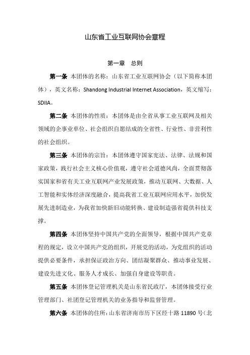 山东工业互联网协会章程