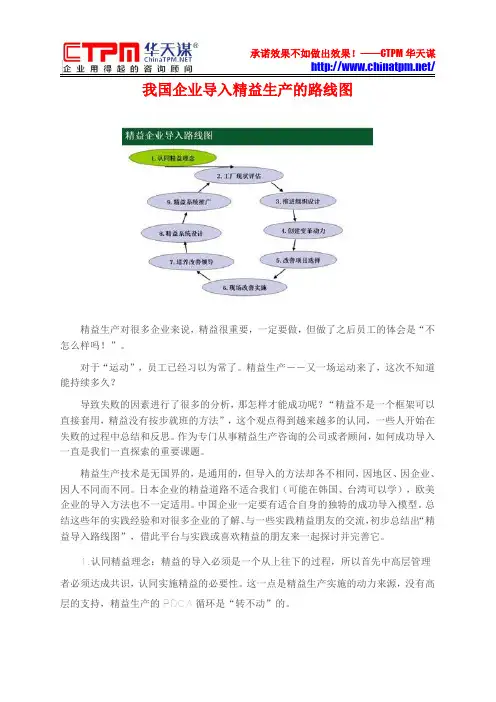 我国企业导入精益生产的路线图