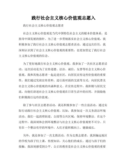 践行社会主义核心价值观志愿入