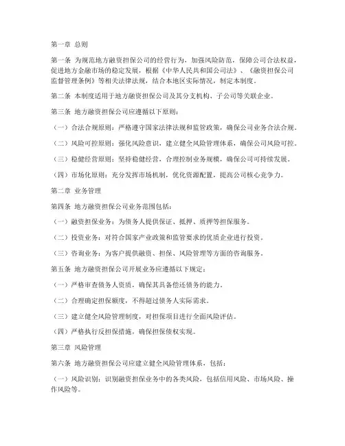 地方融资担保公司管理制度