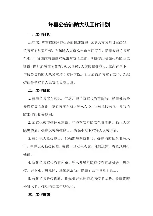 年县公安消防大队工作计划
