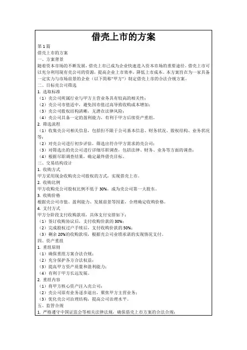 借壳上市的方案