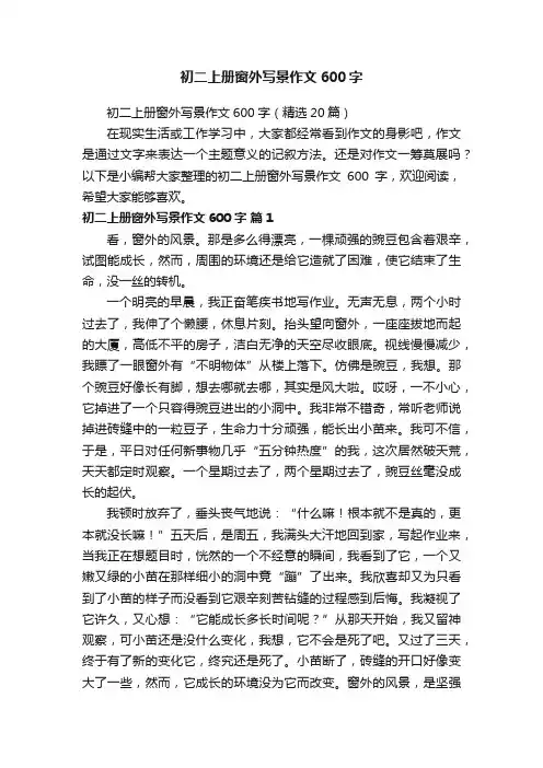 初二上册窗外写景作文600字（精选20篇）