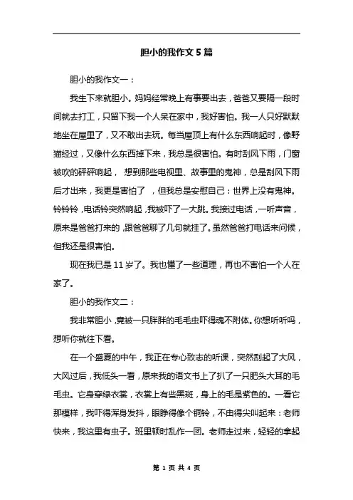 胆小的我作文5篇