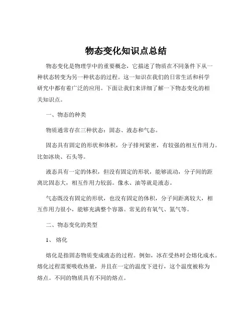 物态变化知识点总结