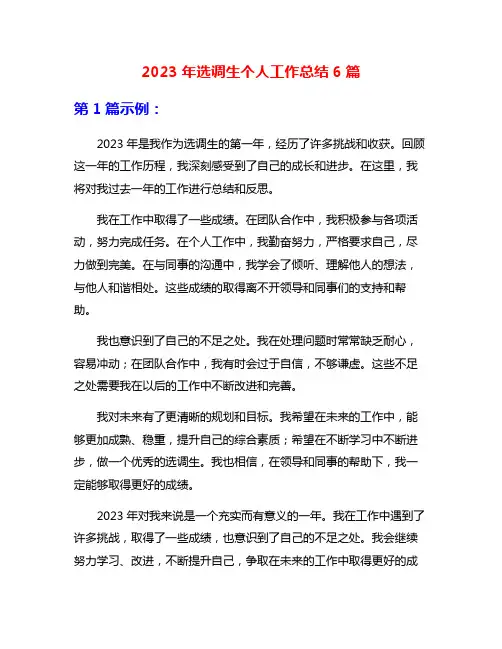 2023年选调生个人工作总结6篇
