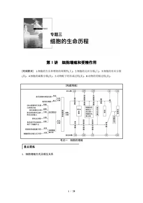 高考生物二轮讲义：专题31细胞增殖和受精作用