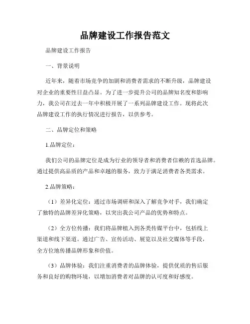 品牌建设工作报告范文