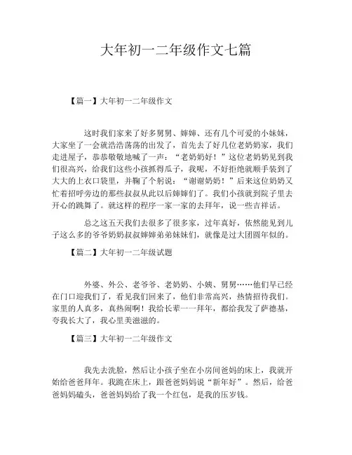 大年初一二年级作文七篇