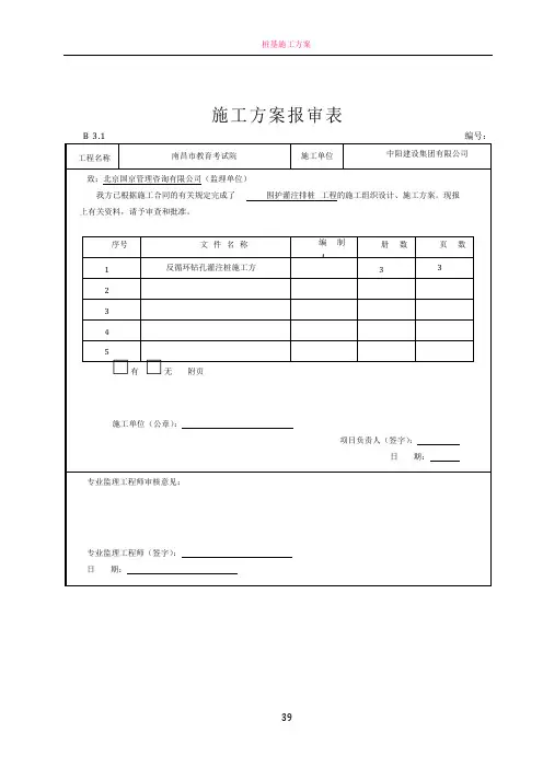 反循环钻孔灌注桩施工方案