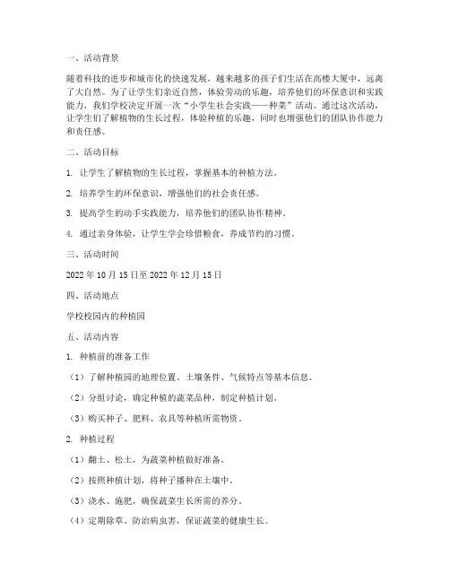 小学生社会实践手册种菜