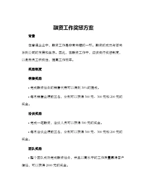 融资工作奖惩方案