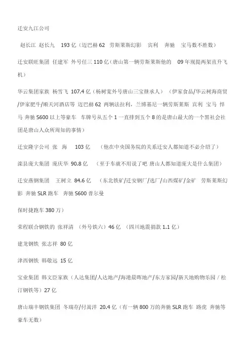 唐山富豪排行