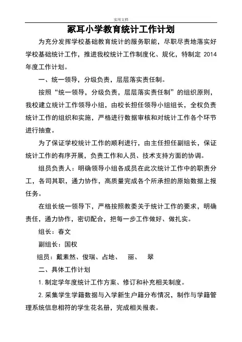 冢耳小学教育统计工作计划清单4