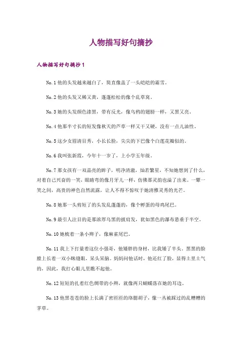 人物描写好句摘抄