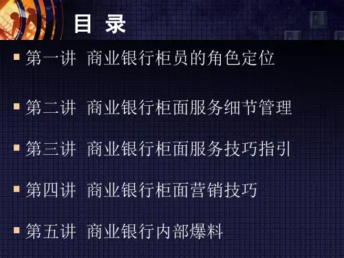银行柜面服务营销技巧课件