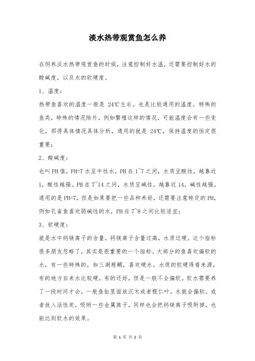 淡水热带观赏鱼怎么养
