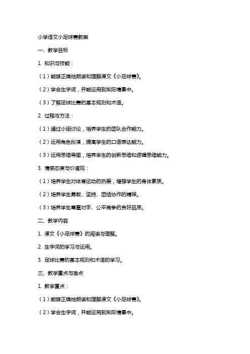 小学语文小足球赛教案