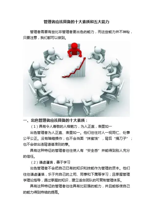 管理者应该具备的十大素质和五大能力