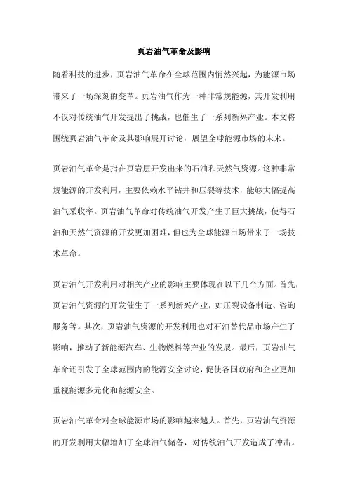 页岩油气革命及影响