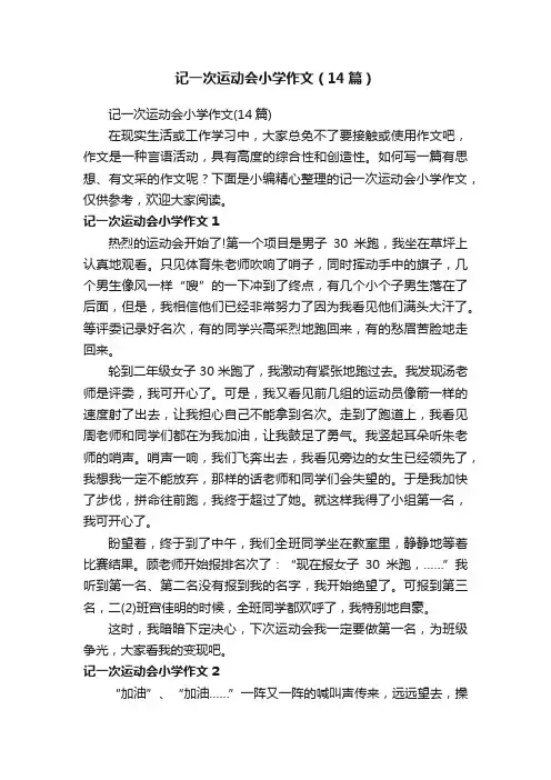 记一次运动会小学作文（14篇）