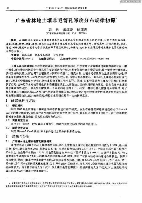 广东省林地土壤非毛管孔隙度分布规律初探