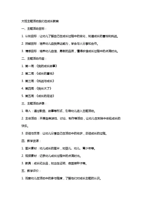 大班主题活动我们在成长教案