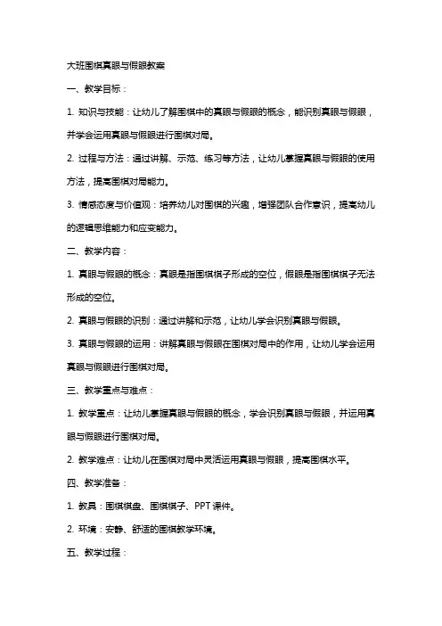 关于大班围棋真眼与假眼教案