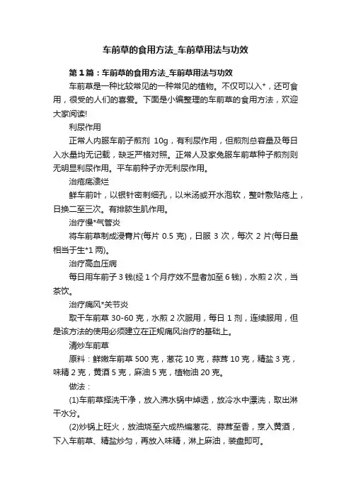车前草的食用方法_车前草用法与功效