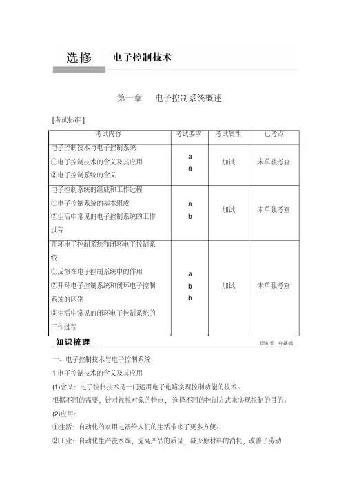 2020版通用技术浙江高考新选考一轮选修第一章电子控制系统概述
