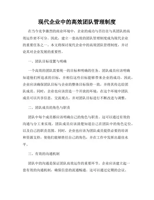 现代企业中的高效团队管理制度