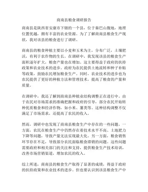 商南县粮食调研报告