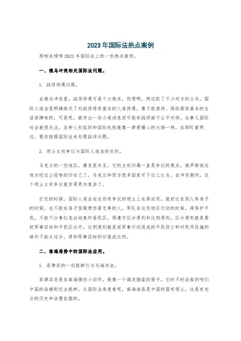 2023年国际法热点案例