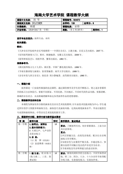 器乐小课大纲样稿供参考-海南大学