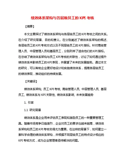 绩效体系架构与各层级员工的KPI考核