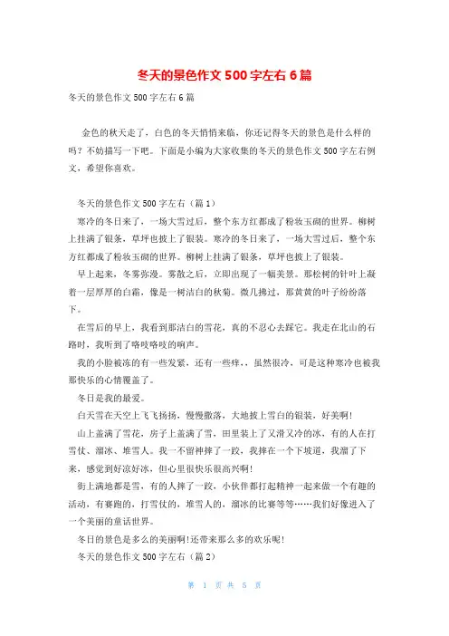 冬天的景色作文500字左右6篇
