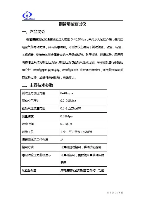 铜管爆破测试仪40MPa