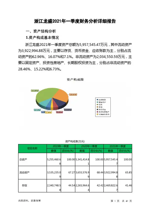 浙江龙盛2021年一季度财务分析详细报告