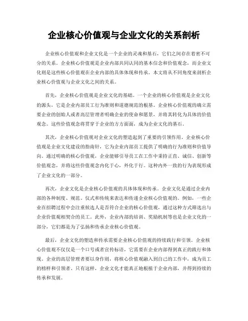企业核心价值观与企业文化的关系剖析