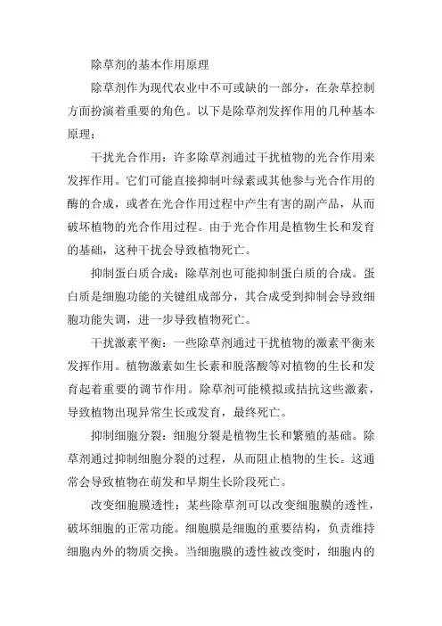 除草剂的基本作用原理